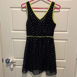 Navy and gold Polka dot dress